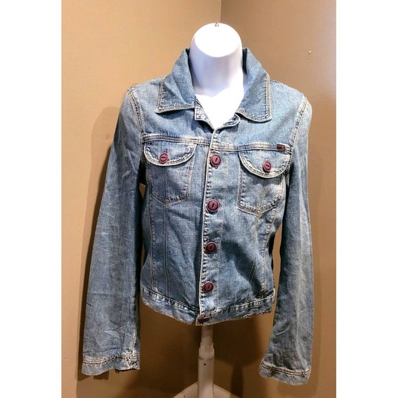 AG Adriano Goldschmied Denim Jacket Womens S Small The Alamo Distressed EUC - Picture 2 of 14